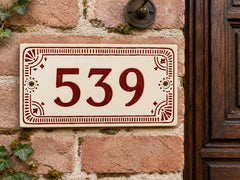Personalized hand-painted ceramic house number plaque - 13