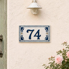 Personalized hand-painted ceramic house number plaque - 14