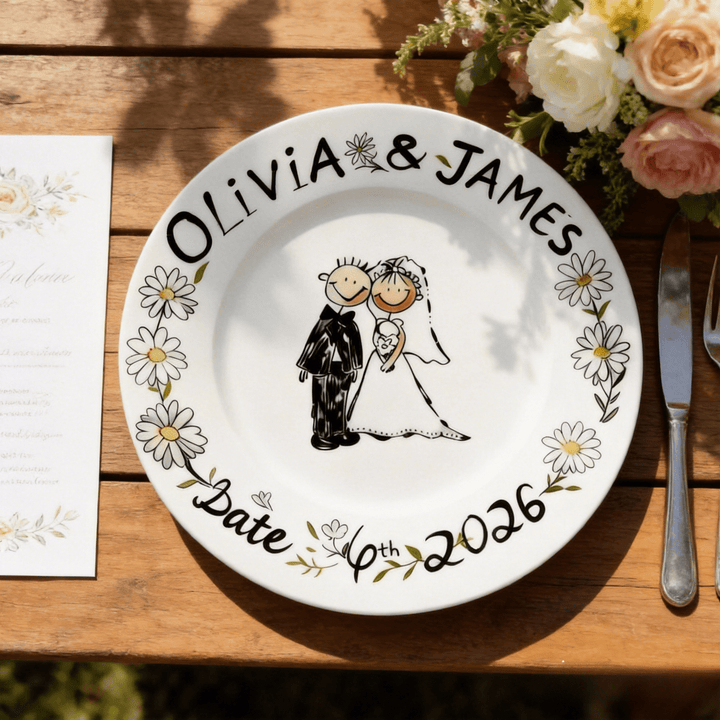 Custom Wedding Plate & Ring Dish Set