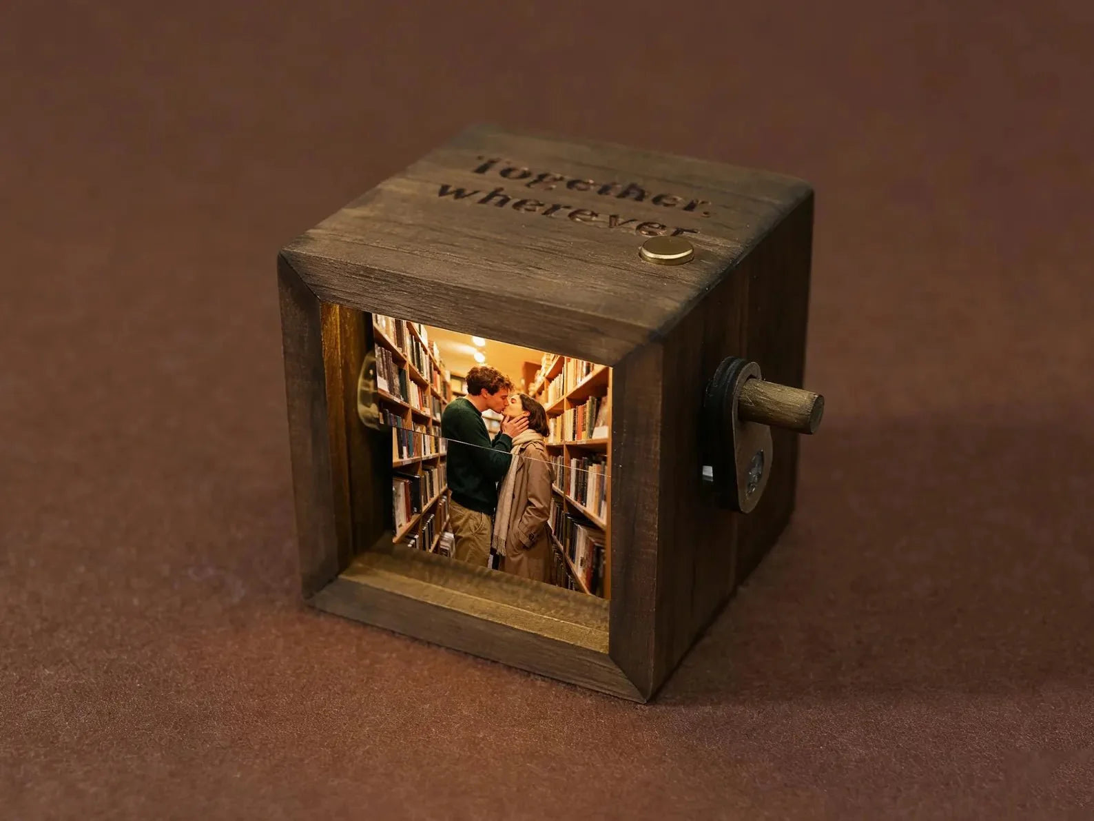 Personalized Text Photo Flipbook Animation Box, Wooden Photo Book with Light