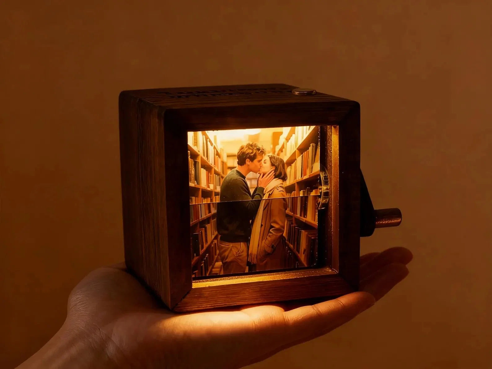Personalized Text Photo Flipbook Animation Box, Wooden Photo Book with Light