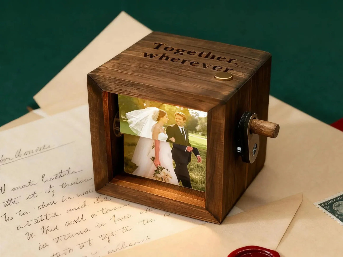 Personalized Text Photo Flipbook Animation Box, Wooden Photo Book with Light