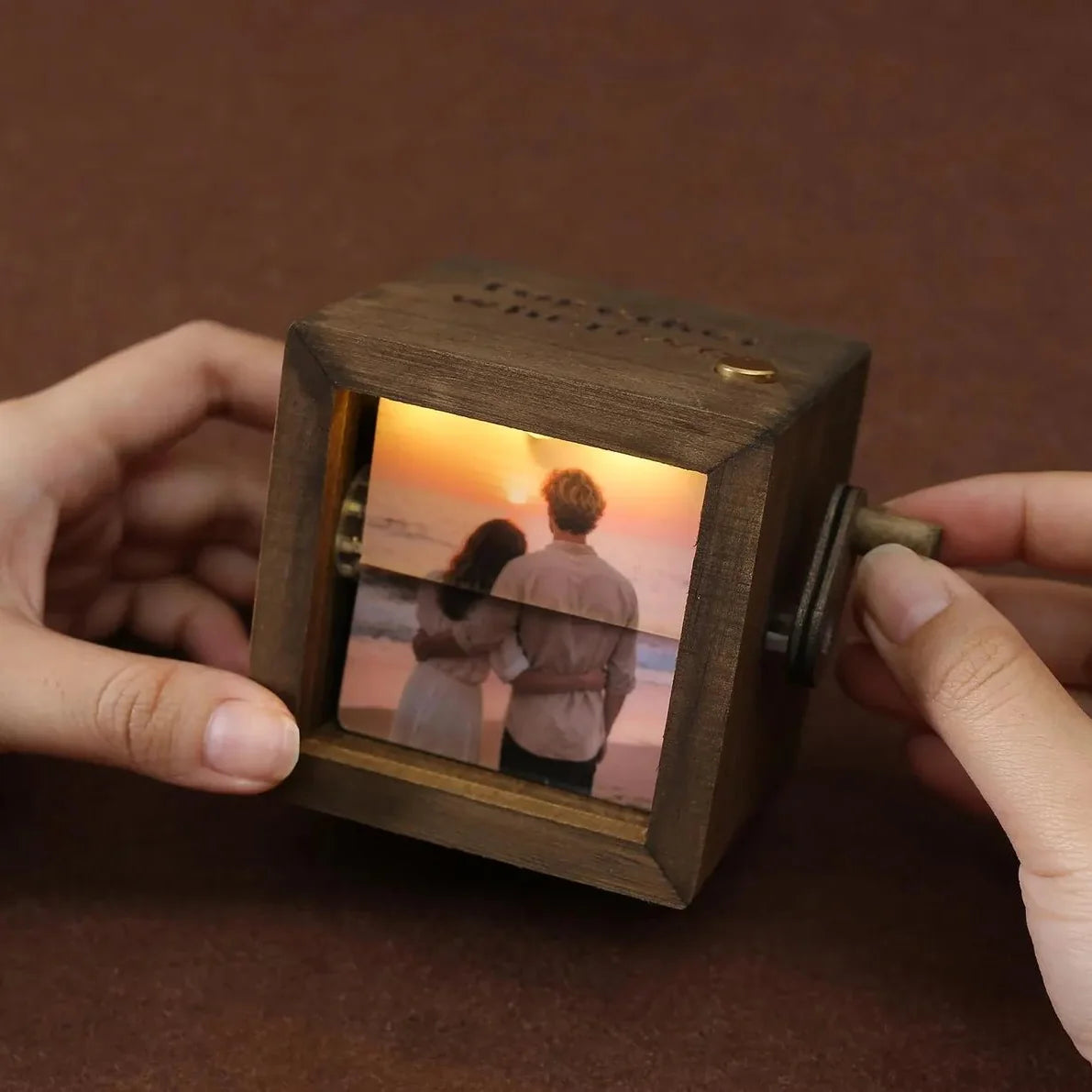 Personalized Text Photo Flipbook Animation Box, Wooden Photo Book with Light