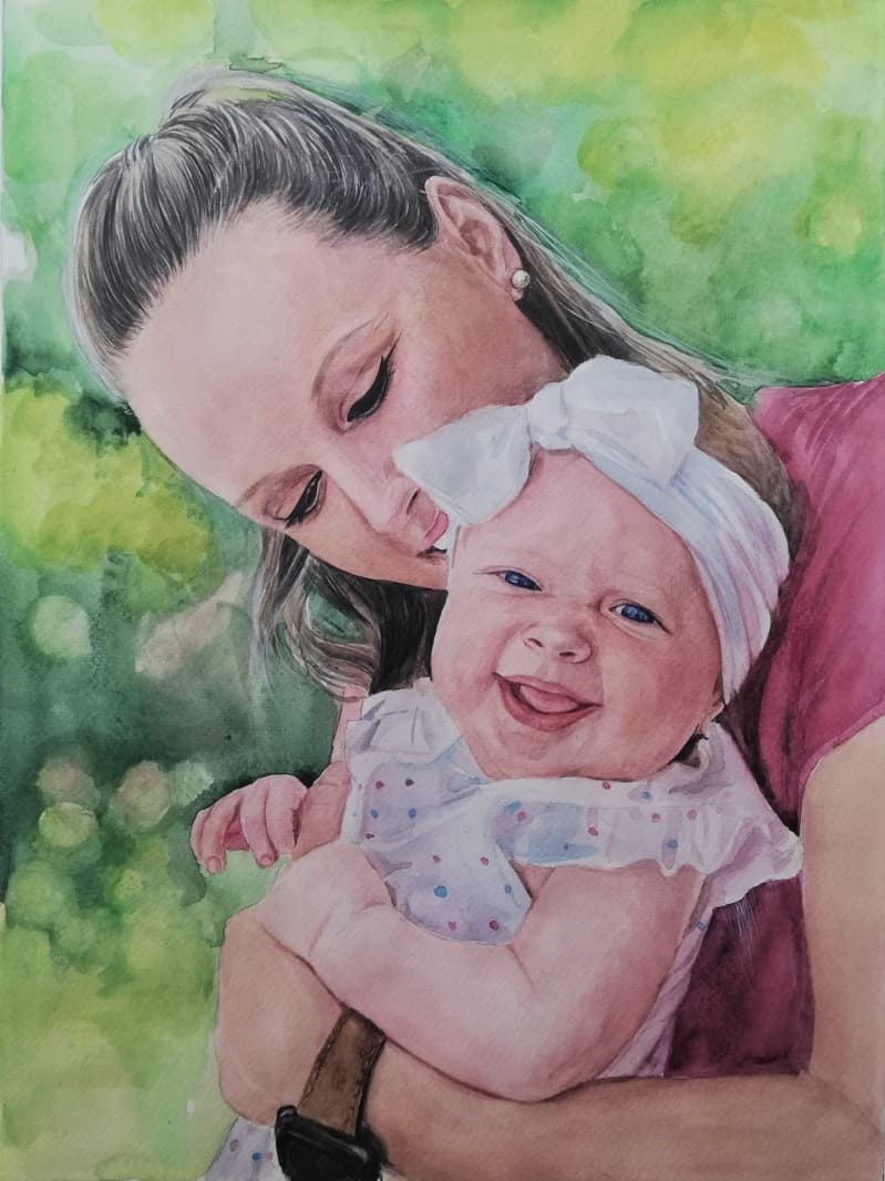Family Watercolor Portrait · Artwork #010