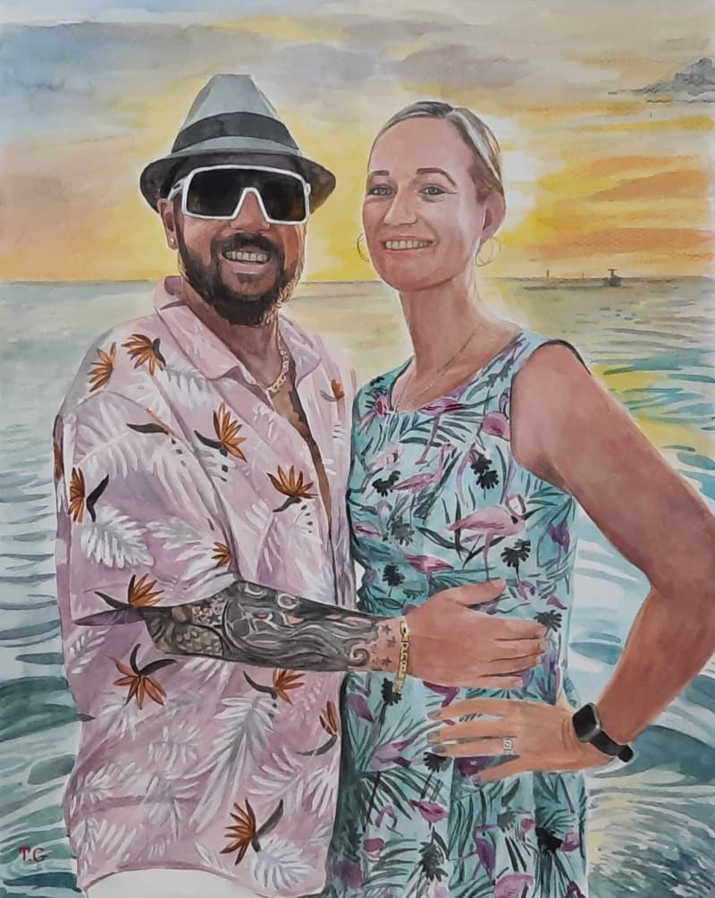 Couple Watercolor Portrait · Artwork #014