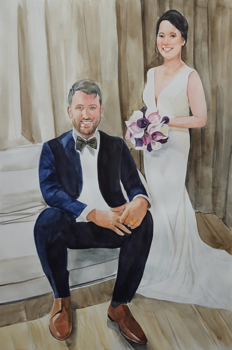 Couple Watercolor Portrait · Artwork #017