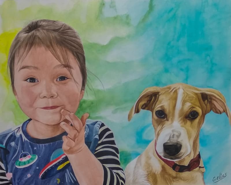 Pet Watercolor Portrait · Artwork #023