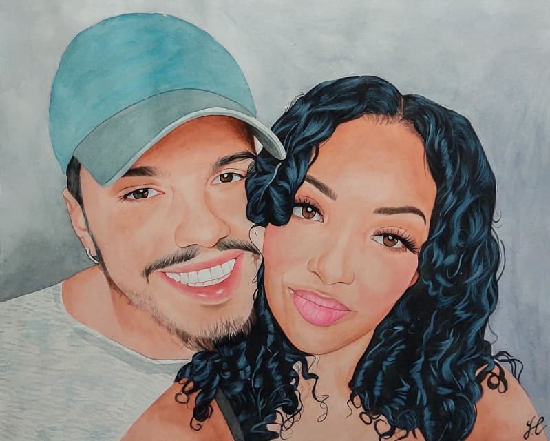 Couple Watercolor Portrait · Artwork #026