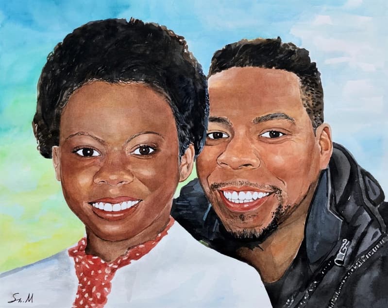 Memorial Watercolor Portrait · Artwork #027