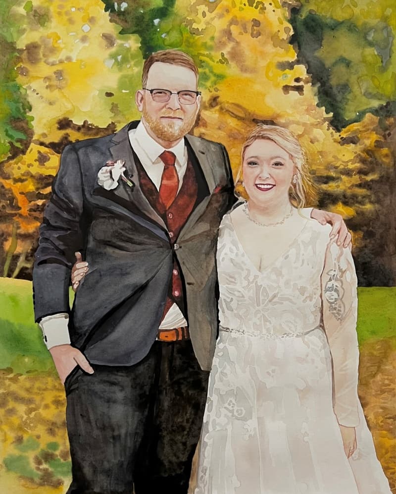 Couple Watercolor Portrait · Artwork #033