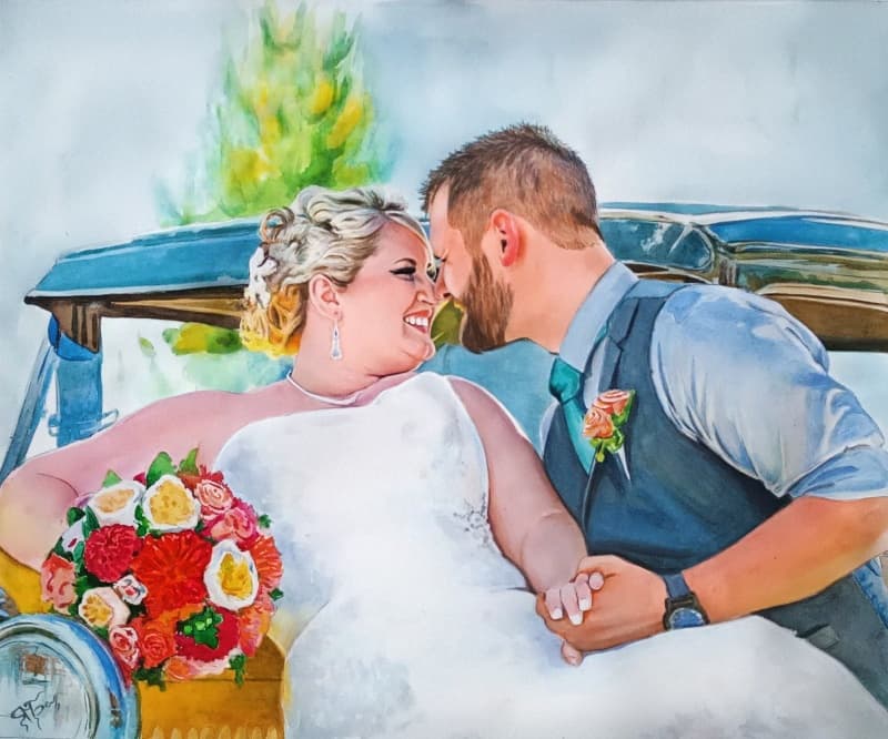 Couple Watercolor Portrait · Artwork #037