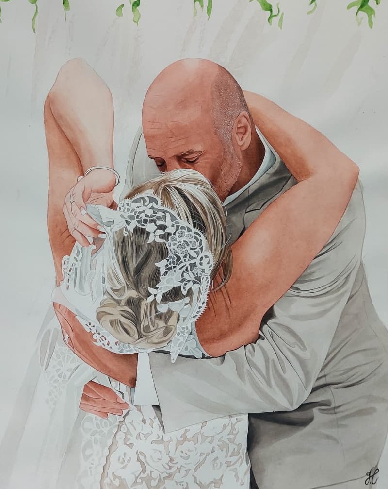 Couple Watercolor Portrait · Artwork #038