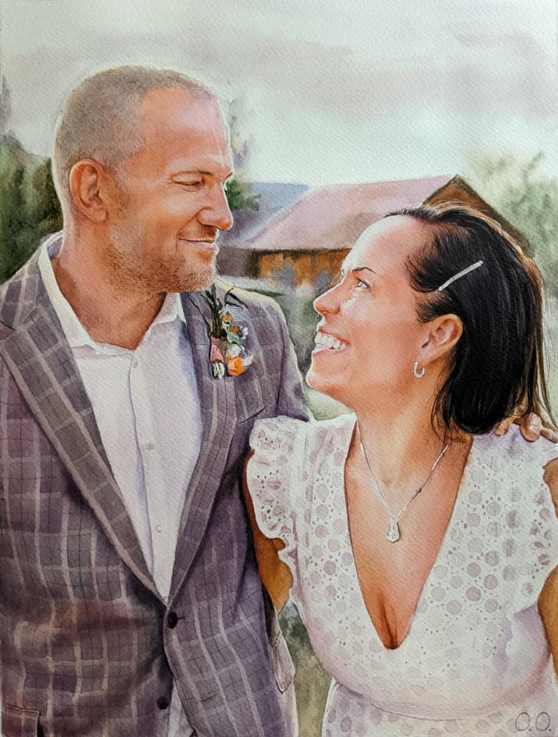 Couple Watercolor Portrait · Artwork #042