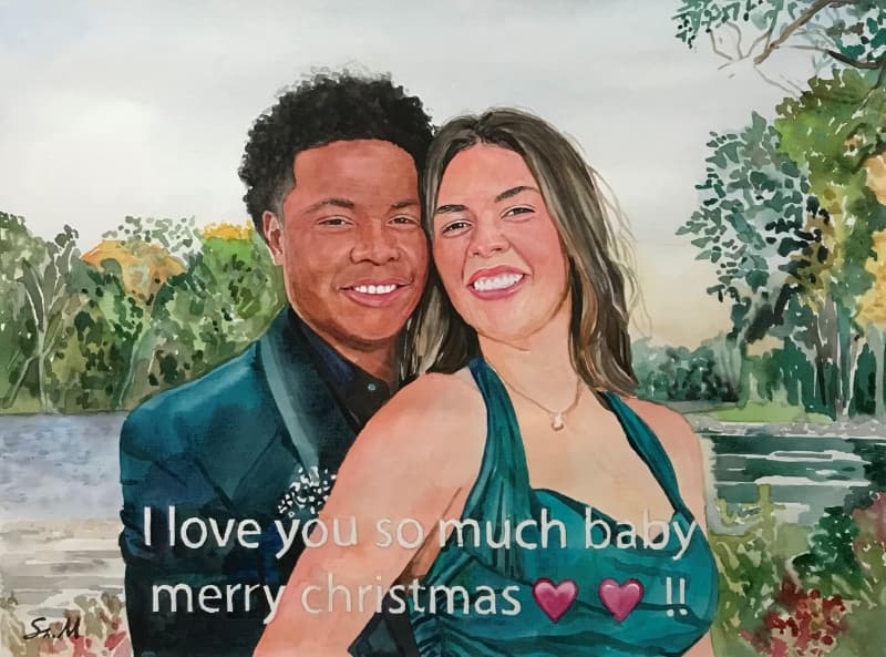 Couple Watercolor Portrait · Artwork #047