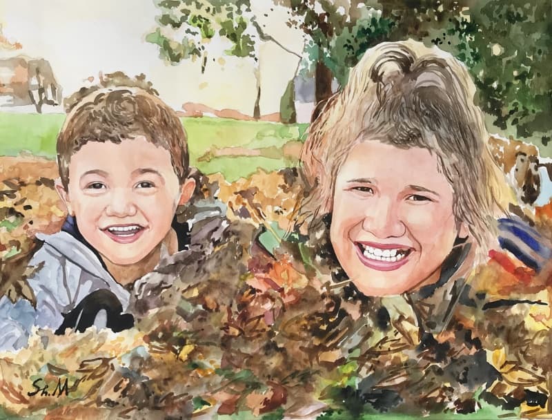 Family Watercolor Portrait · Artwork #048