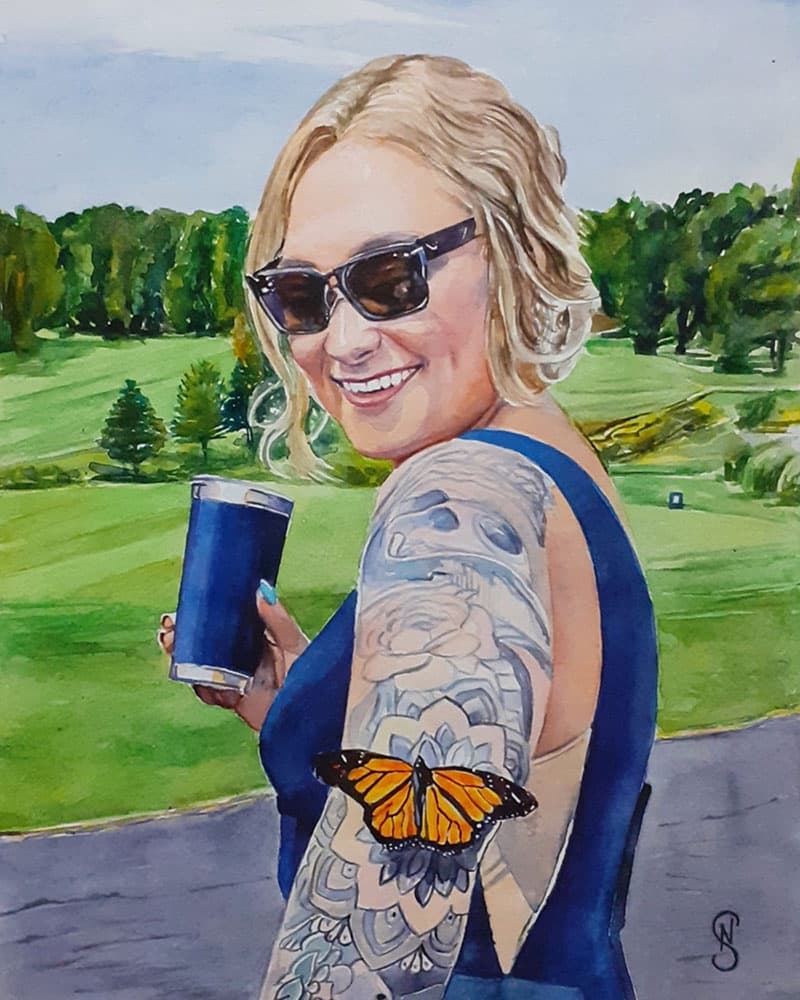 Memorial Watercolor Portrait · Artwork #057