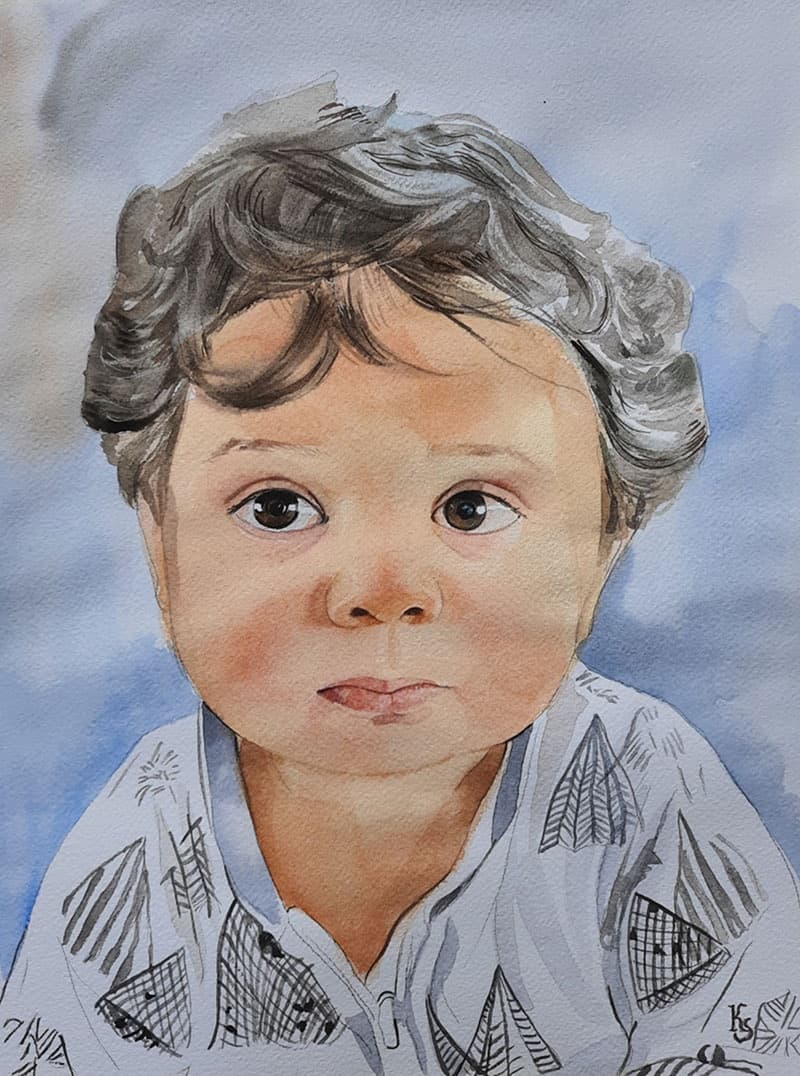 Family Watercolor Portrait · Artwork #068