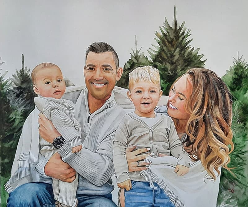 Family Watercolor Portrait · Artwork #075