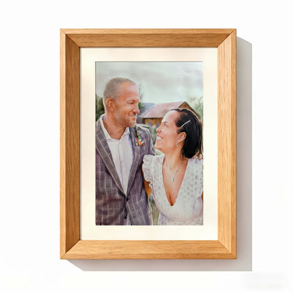 Couple watercolor Natural Wood Frame option