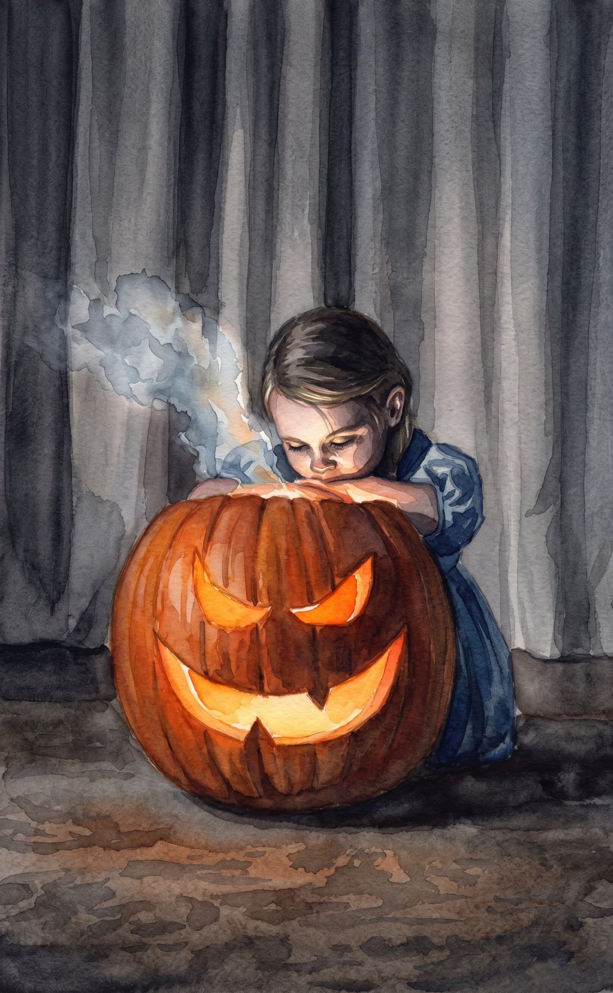 Custom Hand-Painted Halloween Watercolor Portrait