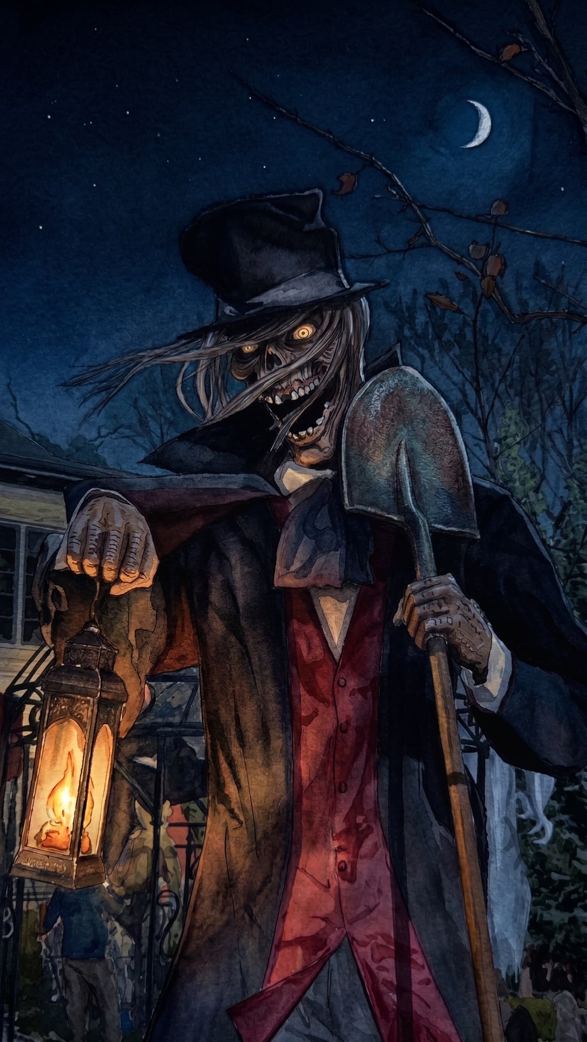 Custom Hand-Painted Halloween Watercolor Portrait