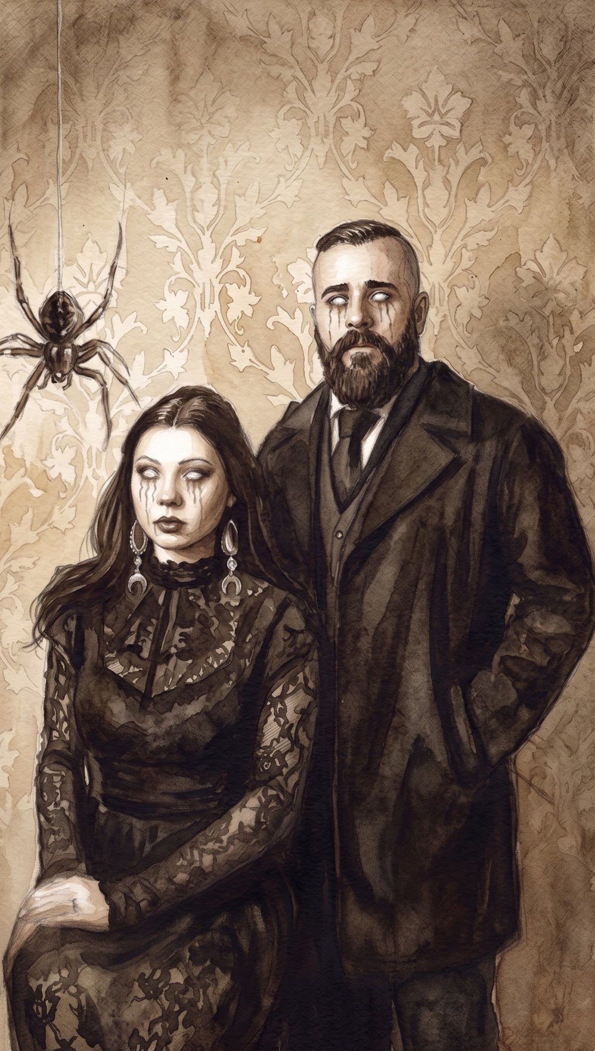 Custom Hand-Painted Halloween Watercolor Portrait